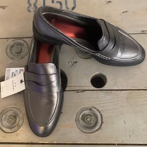 Zara - gorgeous pewter colour leather loafers - 1” heel